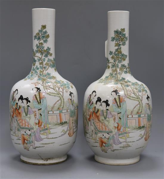 A pair of Chinese bottle vases height 39.5cm